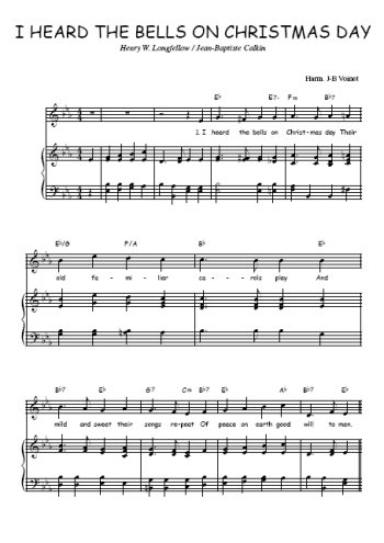 Téléchargez l'arrangement de la partition de Henry-W.-Longfellow-Jean-Baptiste-Calkin-I-heard-the-bells-on-Christmas-day en PDF pour Chant et piano
