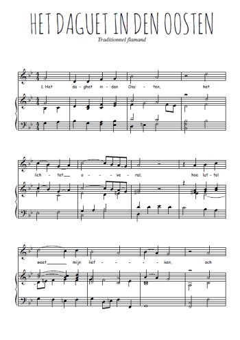 Téléchargez l'arrangement de la partition de Traditionnel-Het-daghet-in-den-oosten en PDF pour Chant et piano