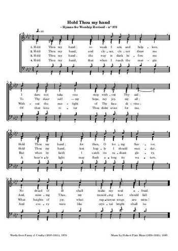 Hold Thou my hand Partition gratuite