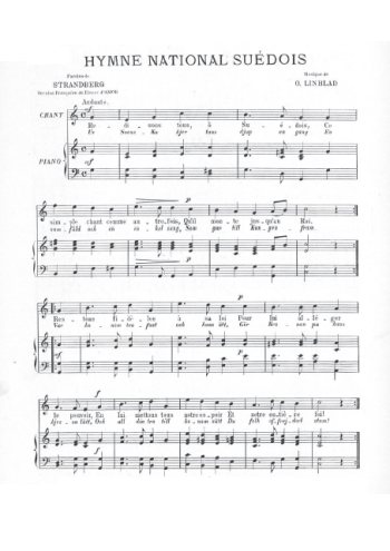 Hymne national suedois Partition gratuite