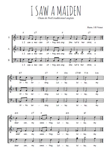 Téléchargez l'arrangement de la partition de I saw a maiden en PDF à trois voix