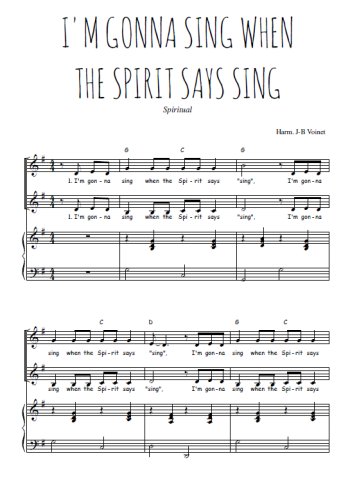 Téléchargez l'arrangement de la partition de I'm gonna sing when the spirit says sing en PDF pour deux voix égales et piano