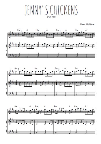 Téléchargez l'arrangement de la partition de irlande-jenny-s-chickens en PDF pour Mélodie et piano