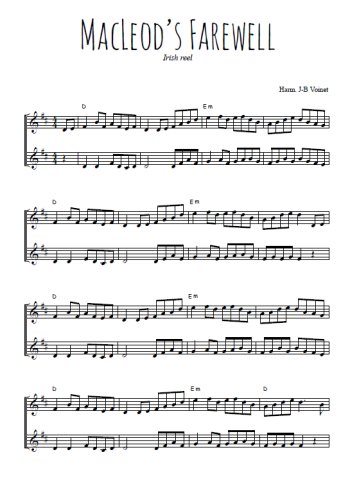 Téléchargez l'arrangement de la partition de MacLeod's Farewell en PDF à deux voix