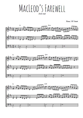 Téléchargez l'arrangement de la partition de MacLeod's Farewell en PDF à trois voix