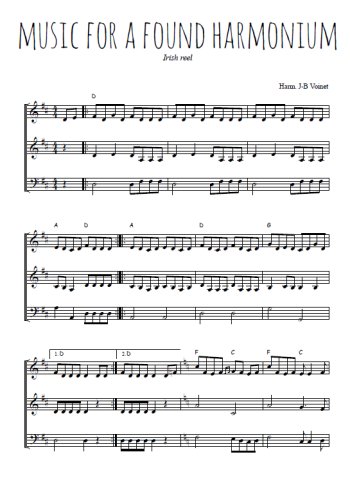 Téléchargez l'arrangement de la partition de Music for found harmonium en PDF à trois voix