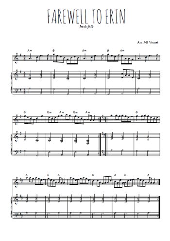 Téléchargez l'arrangement de la partition de irlande-farewell-to-erin en PDF pour Mélodie et piano
