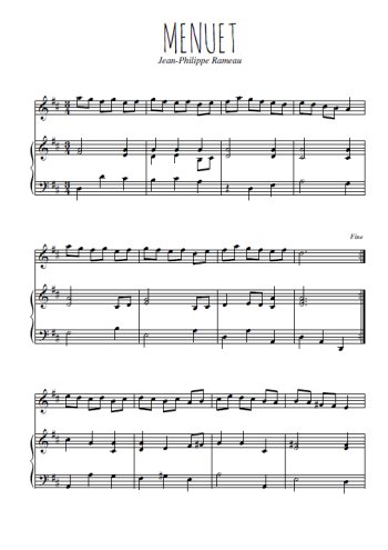 Téléchargez l'arrangement de la partition de jean-philippe-rameau-menuet-en-re en PDF pour Mélodie et piano