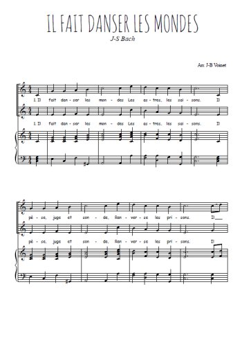 Téléchargez l'arrangement de la partition de Il fait danser les mondes en PDF pour deux voix égales et piano