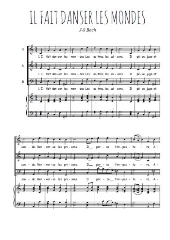 Téléchargez l'arrangement de la partition de Il fait danser les mondes en PDF pour trois voix mixtes et piano