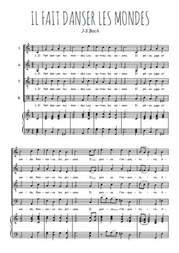 Téléchargez l'arrangement de la partition de Il fait danser les mondes en PDF pour 4 voix mixtes et piano