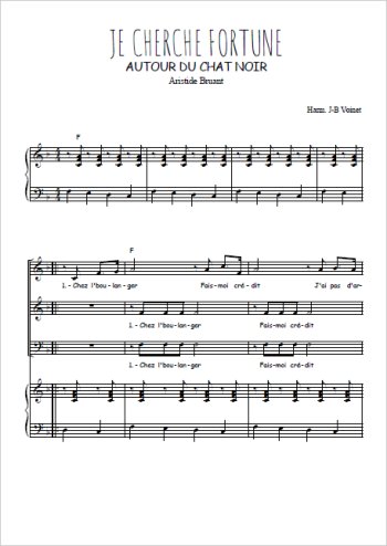 Téléchargez l'arrangement de la partition de Je cherche fortune autour du chat noir en PDF pour trois voix mixtes et piano