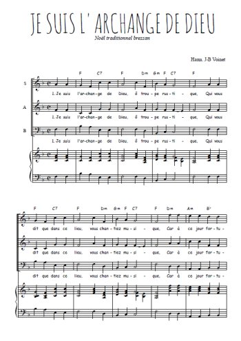 Téléchargez l'arrangement de la partition de Je suis l'archange de Dieu en PDF pour trois voix mixtes et piano