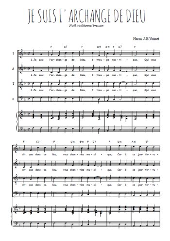 Téléchargez l'arrangement de la partition de Je suis l'archange de Dieu en PDF pour 4 voix mixtes et piano