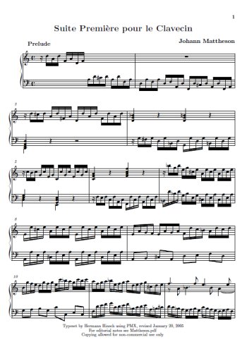 Suite pour clavecin N°1 Partition gratuite