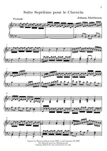Suite pour clavecin N°7 Partition gratuite