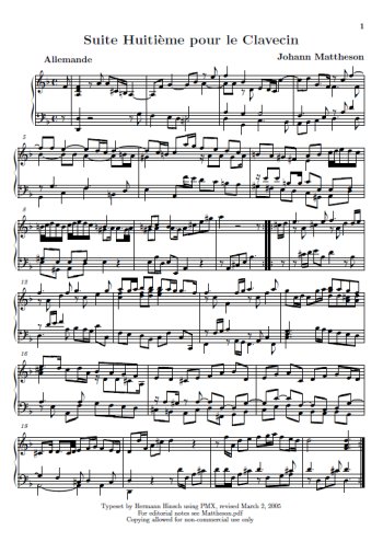 Suite pour clavecin N°8 Partition gratuite
