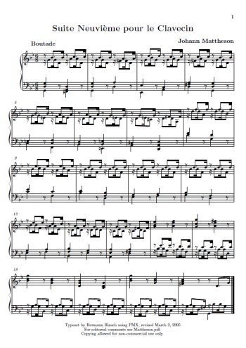 Suite pour clavecin N°9 Partition gratuite