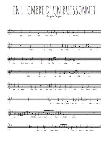 En l'ombre d'un buissonnet Partition gratuite