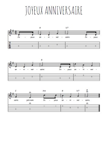 Téléchargez la tablature de la musique joyeux-anniversaire en PDF