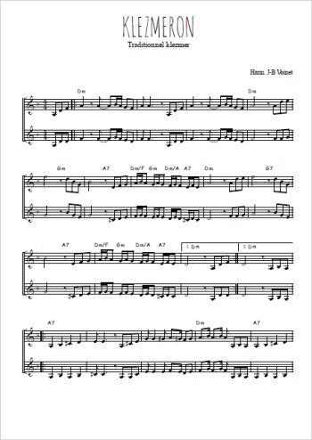 Téléchargez l'arrangement de la partition de Klezmeron en PDF à deux voix