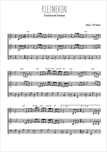 Téléchargez l'arrangement de la partition de Klezmeron en PDF à trois voix