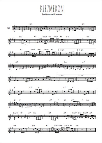 Téléchargez l'arrangement de la partition en Sib de la musique Klezmeron en PDF