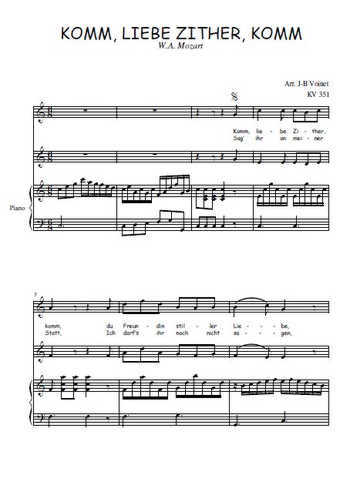 Téléchargez l'arrangement de la partition de Komm, liebe Zither, komm en PDF pour deux voix égales et piano