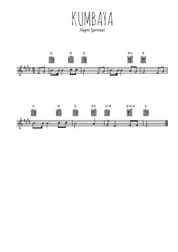 Téléchargez l'arrangement de la partition en Sib de la musique Kumbaya en français en PDF