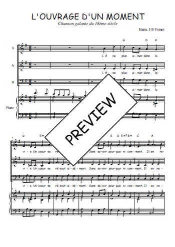 Téléchargez l'arrangement de la partition de L'ouvrage d'un moment en PDF pour trois voix mixtes et piano