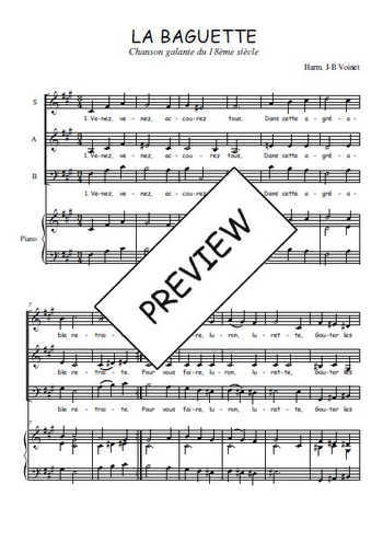 Téléchargez l'arrangement de la partition de La baguette en PDF pour trois voix mixtes et piano