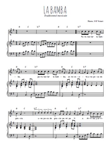 Téléchargez l'arrangement de la partition de mexique-la-bamba en PDF pour Chant et piano