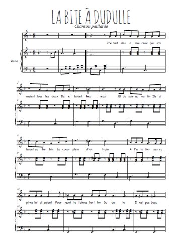 Téléchargez l'arrangement de la partition de chanson-paillarde-la-bite-a-dudulle en PDF pour Chant et piano