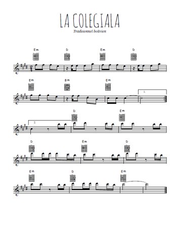Téléchargez l'arrangement de la partition pour sax en Mib de la musique La colegiala en PDF