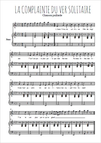 Téléchargez l'arrangement de la partition de la-complainte-du-ver-solitaire en PDF pour Chant et piano