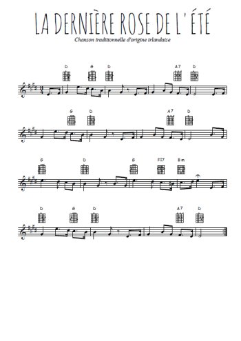 Téléchargez l'arrangement de la partition en Sib de la musique La dernière rose de l'été en PDF