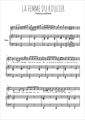 Téléchargez l'arrangement de la partition de chanson-paillarde-la-femme-du-roulier en PDF pour Chant et piano