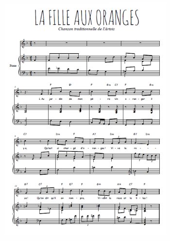 Téléchargez l'arrangement de la partition de Traditionnel-La-fille-aux-oranges en PDF pour Chant et piano