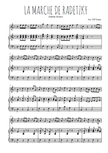 Téléchargez l'arrangement de la partition de strauss-la-marche-de-radetzky en PDF pour Mélodie et piano