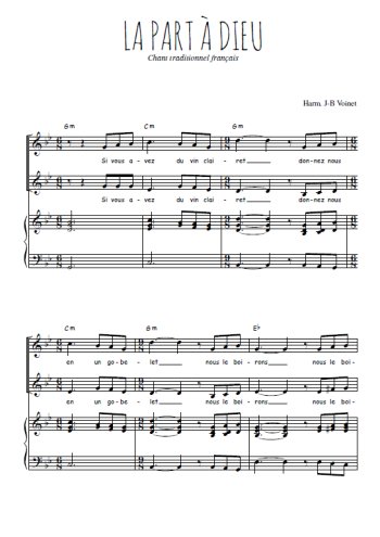 Téléchargez l'arrangement de la partition de La part à Dieu en PDF pour deux voix égales et piano