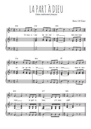 Téléchargez l'arrangement de la partition de chanson-de-quete-la-part-a-dieu en PDF pour Chant et piano
