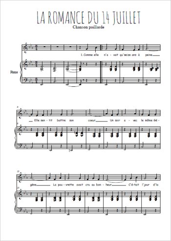 Téléchargez l'arrangement de la partition de chanson-paillarde-la-romance-du-14-juillet en PDF pour Chant et piano