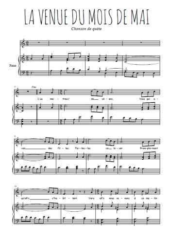 Téléchargez l'arrangement de la partition de la-venue-du-mois-de-mai en PDF pour Chant et piano