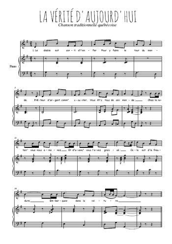 Téléchargez l'arrangement de la partition de Traditionnel-La-verite-d-aujourd-hui en PDF pour Chant et piano