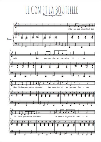 Téléchargez l'arrangement de la partition de le-con-et-la-bouteille en PDF pour Chant et piano