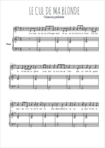 Téléchargez l'arrangement de la partition de chanson-paillarde-le-cul-de-ma-blonde en PDF pour Chant et piano