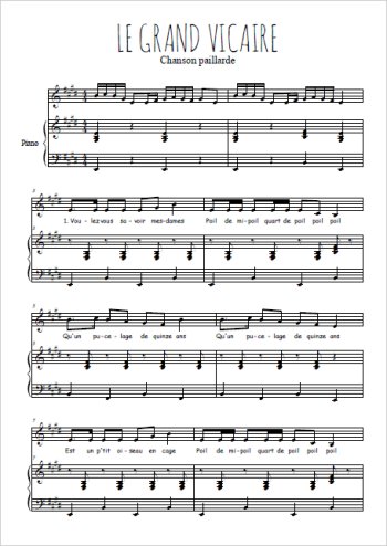 Téléchargez l'arrangement de la partition de chanson-paillarde-le-grand-vicaire en PDF pour Chant et piano