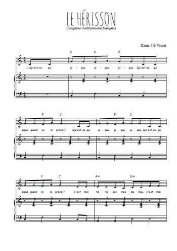 Téléchargez l'arrangement de la partition de Traditionnel-Le-herisson en PDF pour Chant et piano