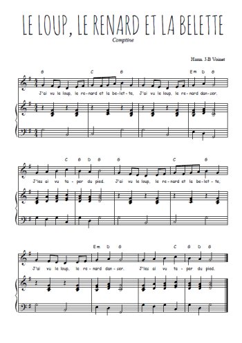 Téléchargez l'arrangement de la partition de Traditionnel-Le-loup-le-renard-et-la-belette en PDF pour Chant et piano