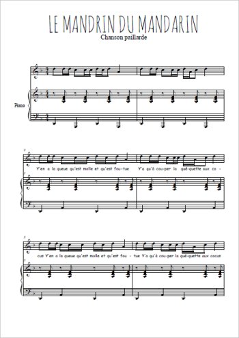 Téléchargez l'arrangement de la partition de chanson-paillarde-le-mandrin-du-mandarin en PDF pour Chant et piano